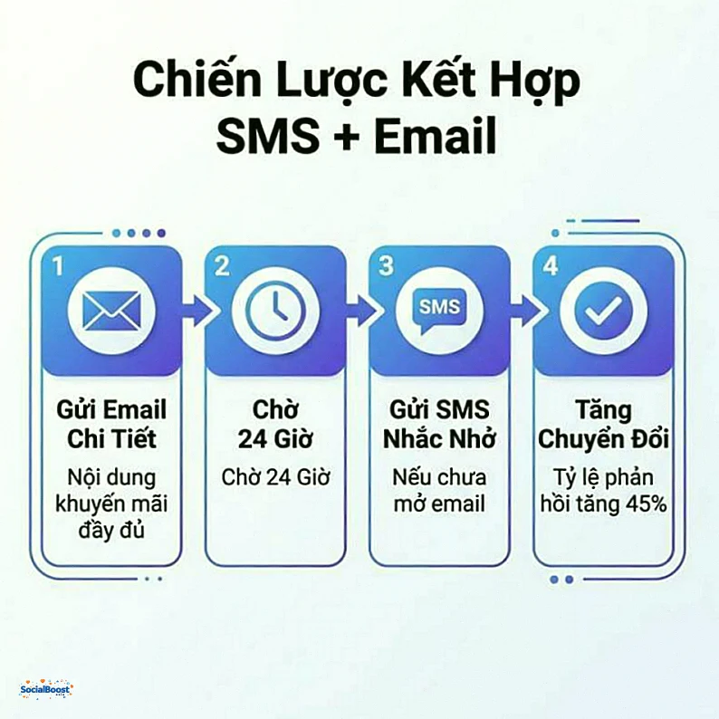 Chiến lược kết hợp SMS và Email Marketing tăng chuyển đổi 45 phần trăm
